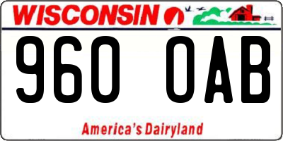 WI license plate 960OAB