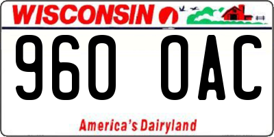 WI license plate 960OAC