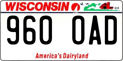 WI license plate 960OAD