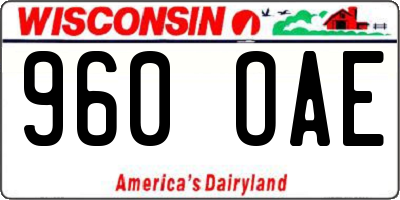 WI license plate 960OAE