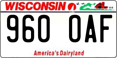 WI license plate 960OAF