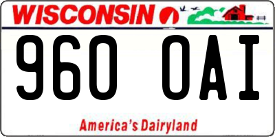 WI license plate 960OAI
