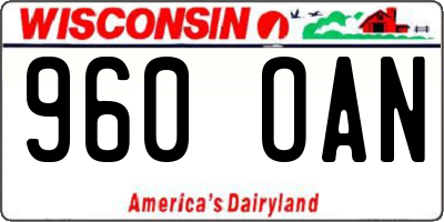 WI license plate 960OAN