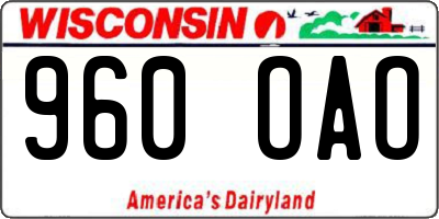 WI license plate 960OAO