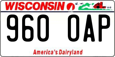 WI license plate 960OAP