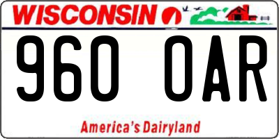 WI license plate 960OAR