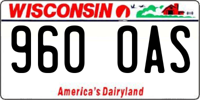 WI license plate 960OAS