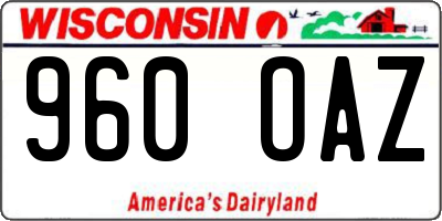 WI license plate 960OAZ