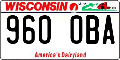WI license plate 960OBA