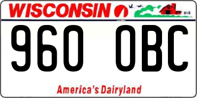 WI license plate 960OBC