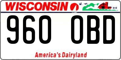 WI license plate 960OBD