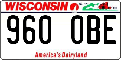 WI license plate 960OBE