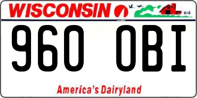 WI license plate 960OBI