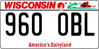 WI license plate 960OBL