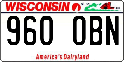 WI license plate 960OBN