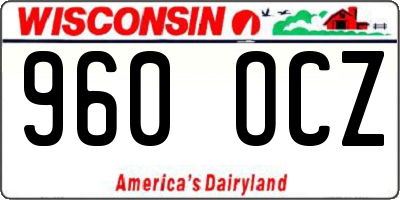 WI license plate 960OCZ