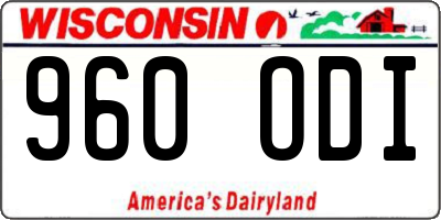 WI license plate 960ODI