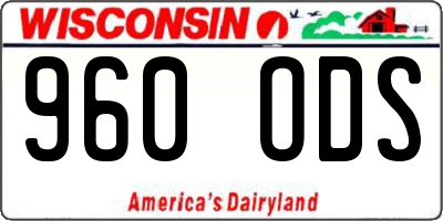 WI license plate 960ODS