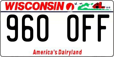 WI license plate 960OFF