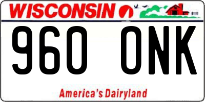 WI license plate 960ONK