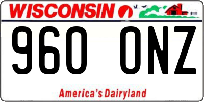 WI license plate 960ONZ