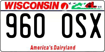 WI license plate 960OSX