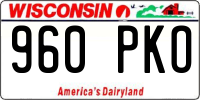 WI license plate 960PKO