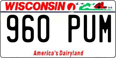 WI license plate 960PUM