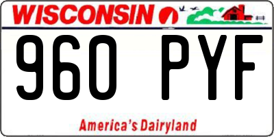 WI license plate 960PYF