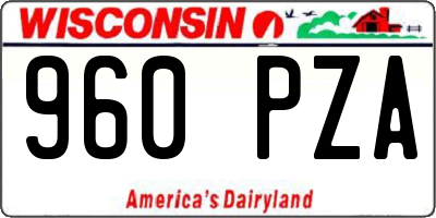 WI license plate 960PZA