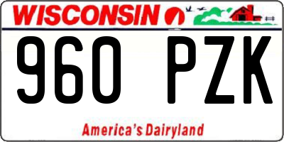 WI license plate 960PZK