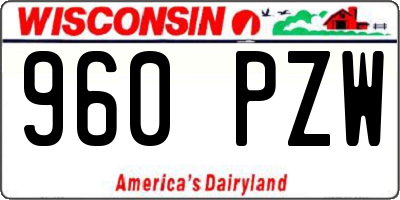 WI license plate 960PZW