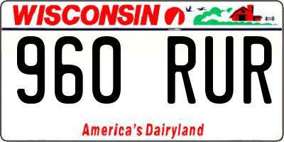 WI license plate 960RUR