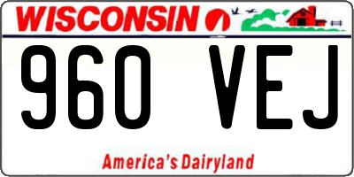 WI license plate 960VEJ