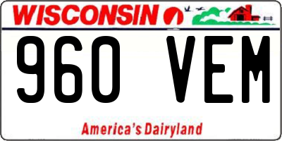 WI license plate 960VEM
