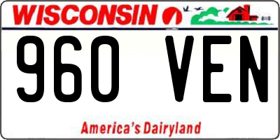 WI license plate 960VEN