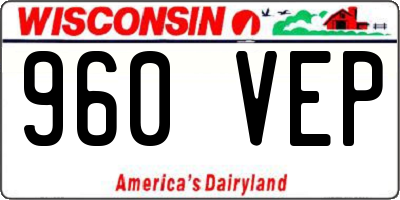 WI license plate 960VEP