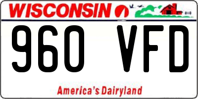 WI license plate 960VFD