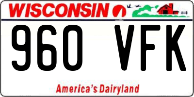 WI license plate 960VFK