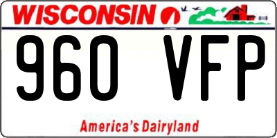 WI license plate 960VFP