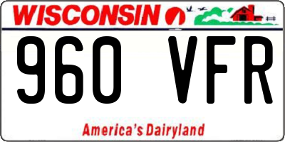 WI license plate 960VFR