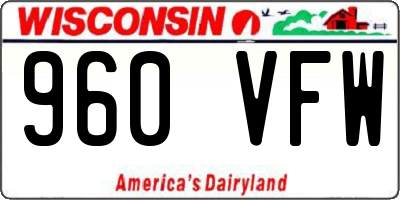 WI license plate 960VFW
