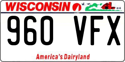 WI license plate 960VFX