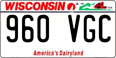 WI license plate 960VGC