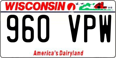 WI license plate 960VPW