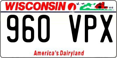 WI license plate 960VPX