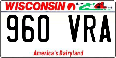 WI license plate 960VRA