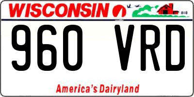 WI license plate 960VRD