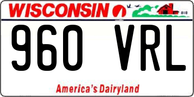 WI license plate 960VRL