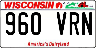 WI license plate 960VRN